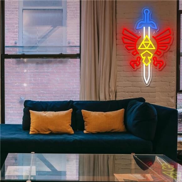 Zelda LED Neon Light Master Sword Game Sign Room Nintendo Classic Retro NES NEW - Picture 6 of 8